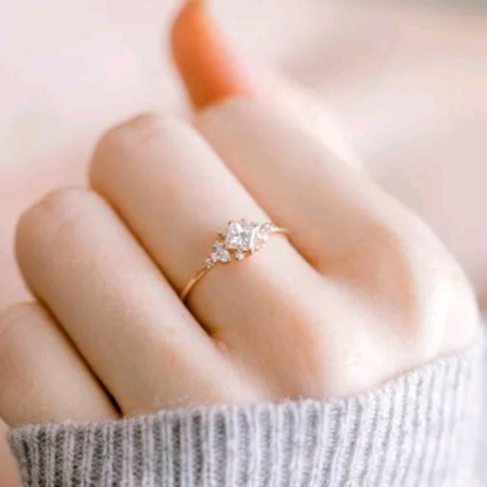 18K Rose Gold filled princess cut "diamond" - Picture 4 of 5